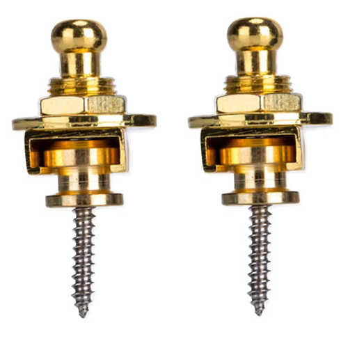 A pair of gold Shaller-type Guitar Strap Locks.