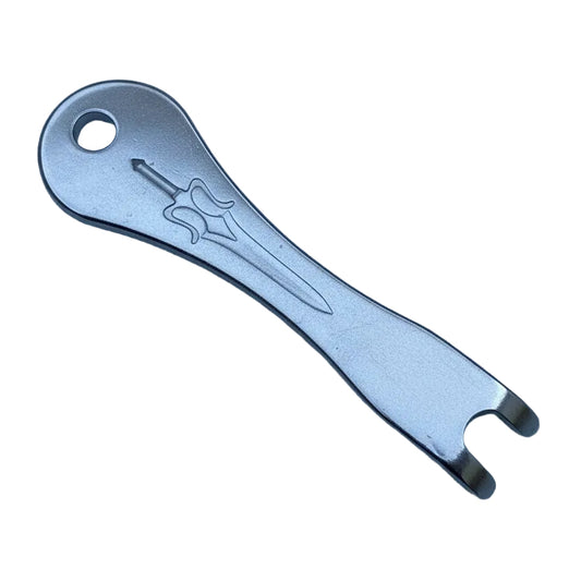 The front of a Guitar Bridge Pin Puller on a light grey background.