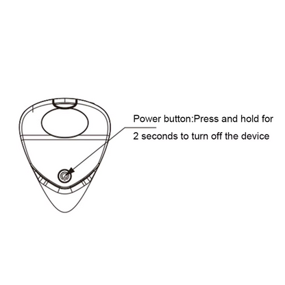 Diagram of a Guitar Pick Tuner with a power button labeled and instructions on how to use it.