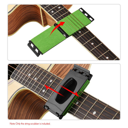 Montage showing a Guitar String Cleaner in use.