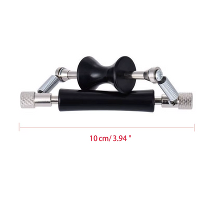 Rolling Guitar Capo with dimensions against a white background.