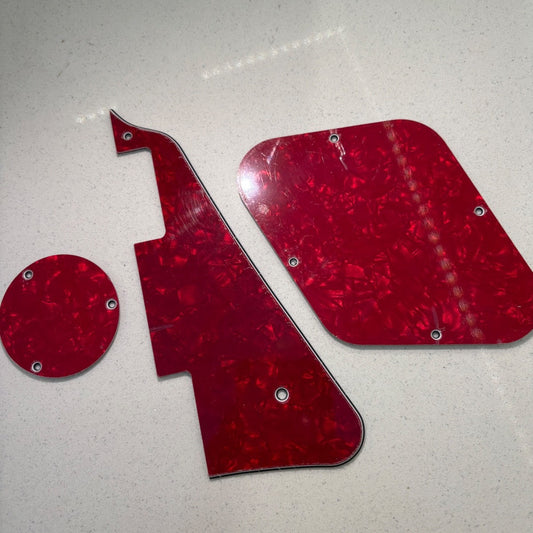 Red Pearlescent Gibson Les Paul type PickGuard Scratchplate set - Red Pearl - 3 Ply