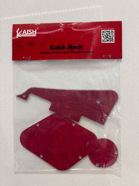 Red Pearlescent Gibson Les Paul type PickGuard Scratchplate set - Red Pearl - 3 Ply