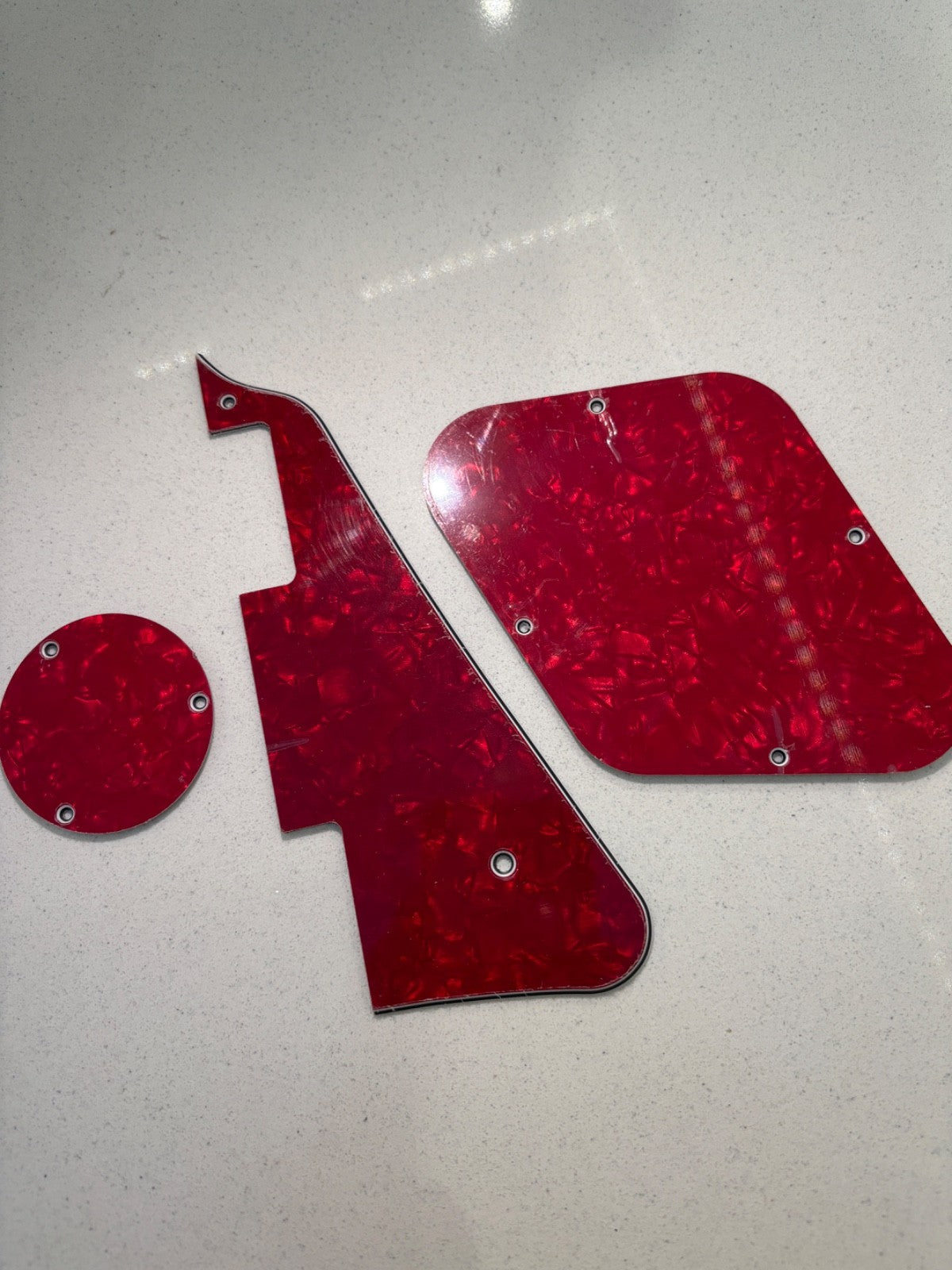 Red Pearlescent Gibson Les Paul type PickGuard Scratchplate set - Red Pearl - 3 Ply