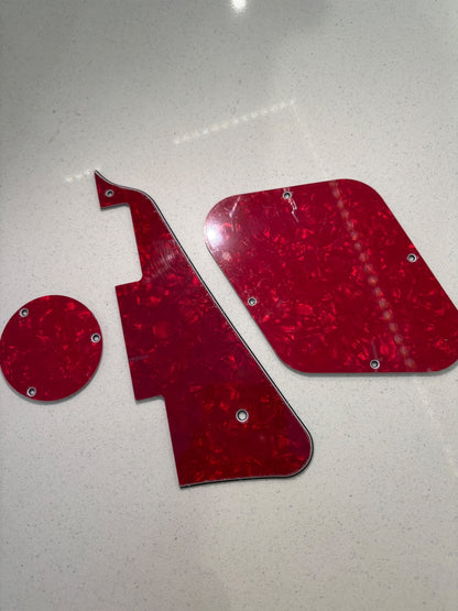 Red Pearlescent Gibson Les Paul type PickGuard Scratchplate set - Red Pearl - 3 Ply