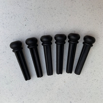 Ebony Bridge Pins with Mother of Pearl Dots - Set of 6, Acoustic Guitar Replacement | Guitars Limited