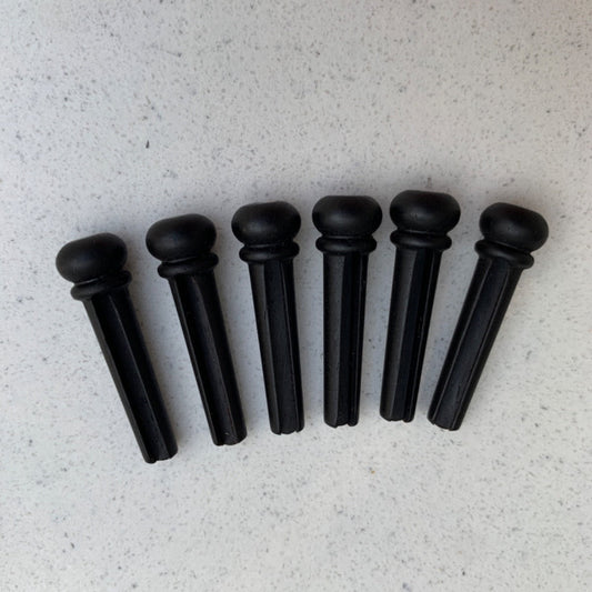 Ebony Bridge Pins with Mother of Pearl Dots - Set of 6, Acoustic Guitar Replacement | Guitars Limited