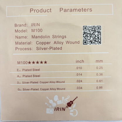 Full Set of 8 x Mandolin Strings by Irin | Guitars Limited