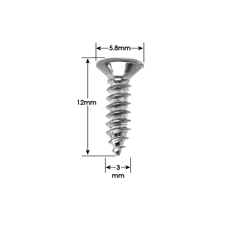 Electric Guitar Pickguard Screws - Pack of 12 - (Gold, Chrome, Black & Nickel Options) | Guitars Limited