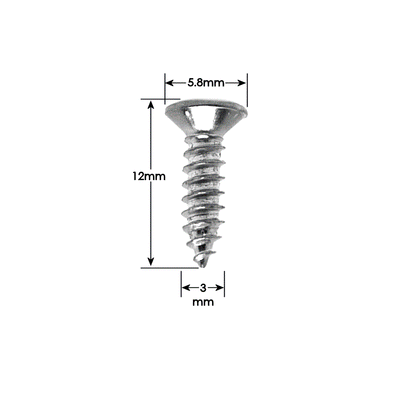 Electric Guitar Pickguard Screws - Pack of 12 - (Gold, Chrome, Black & Nickel Options) | Guitars Limited