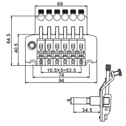Double Locking Tremolo Bridge System - Floyd Rose Licensed Design, 42mm Nut (Chrome or Black options)  | Guitars Limited