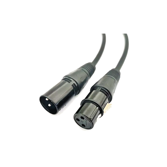 Close up of male to female XLR connectors on a white background